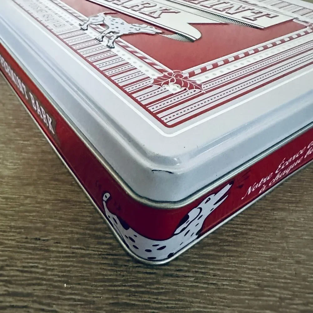Williams Sonoma Peppermint Bark Vintage Candy Cane Christmas Tin Decor